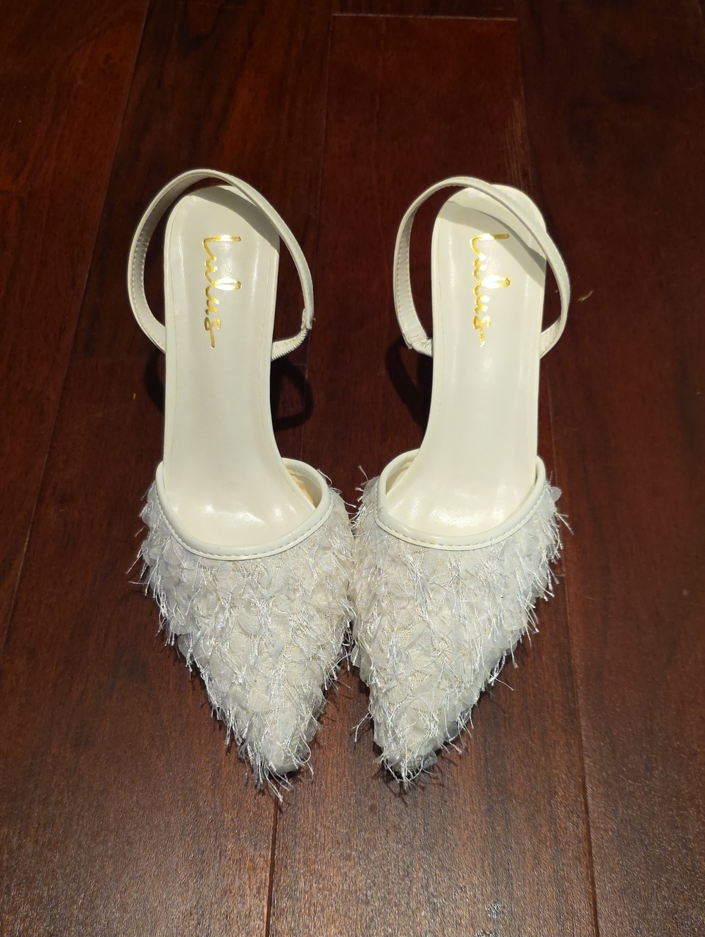 Lulus White Textured Slingback Pumps, Size 7.5, NWT